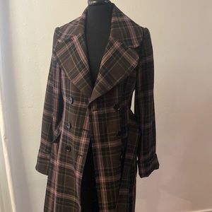 Plaid trench coat